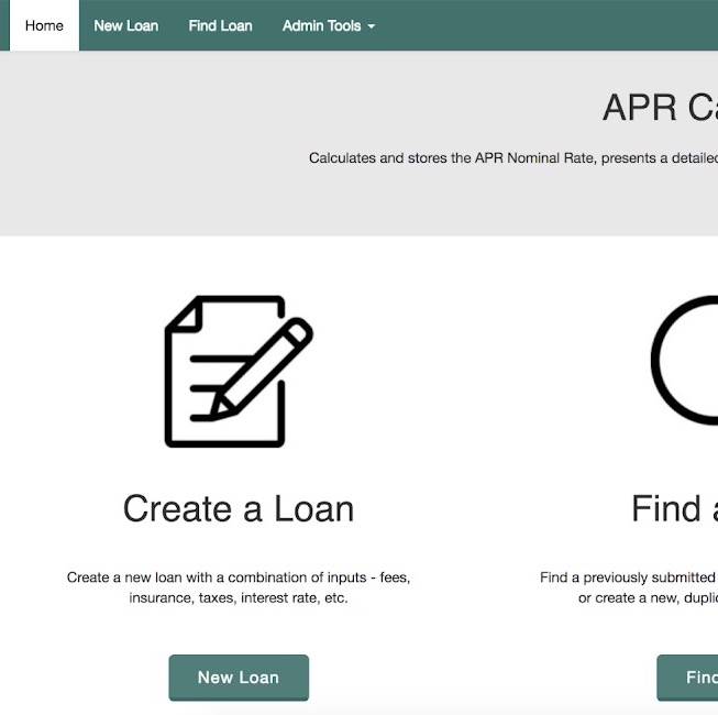 We worked with Kiva to create an intuitive web application that consists of three main features: creating a new loan, searching for a loan, and admin tools to manage and cleanly processes the critical inputs and outputs an accurate APR rate, repayment schedule, and loan payment visualization. The interface also allows for saving loans and pulling up previously saved loans to view, duplicate, or edit. The admin tools allows the overarching lists of approved Field Partners and Loan Themes are able to be modified.